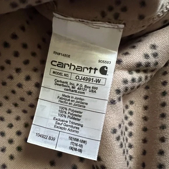 Carhartt Pullover Women 1X Brown New Geometric OJ4991-W Sherpa Fleece Relaxed Fi - Picture 5 of 10